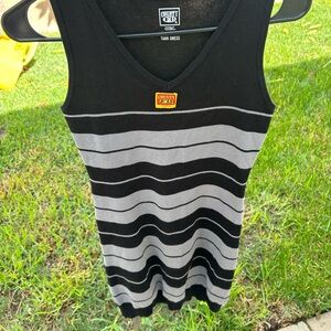 FB County  Women's Black and Gray Striped Tank Top